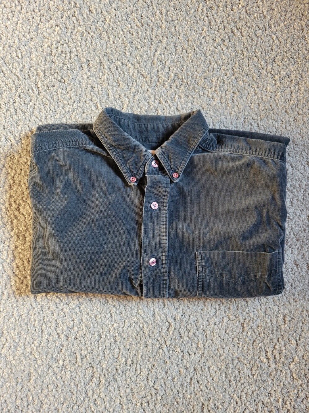 Vintage Knightsbridge Gray Corduroy Button Down Shirt Medium 100% Cotton
